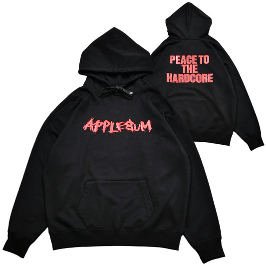 APPLEBUM PEACE TO THE HARDCORE Sweat Parka 17oz ブラック 正面 背面