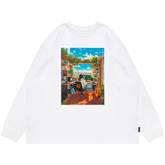 APPLEBUM Perfect Daytime L/S T-shirt 12oz ホワイト 正面