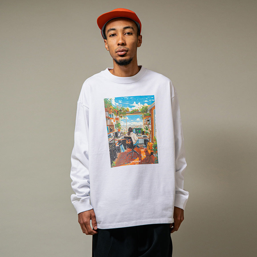 APPLEBUM Perfect Daytime L/S T-shirt 12oz 着用イメージ ホワイト