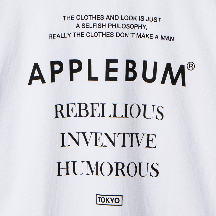 APPLEBUM メッセージバックプリント ディテール