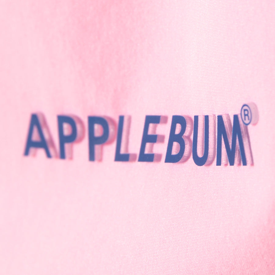 APPLEBUM Authentic Hoopers Shorts ピンク ロゴ拡大ディテール