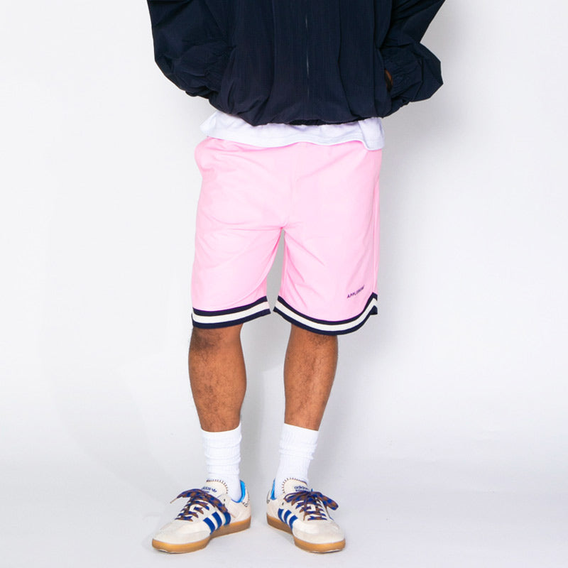 APPLEBUM Authentic Hoopers Shorts ピンク モデル着用 正面スタイル