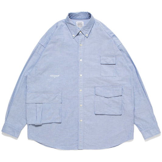 APPLEBUM Pocket OX BD L/S Shirt ライトブルー 正面