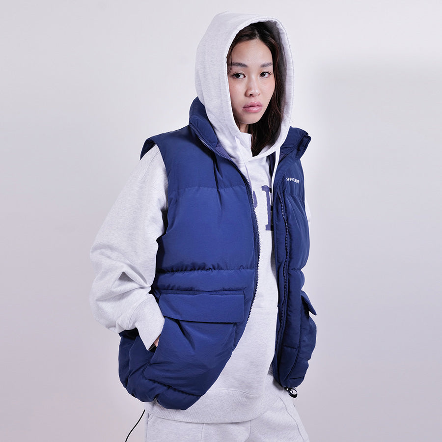 APPLEBUM Puff Vest ダークブルー 着用イメージ