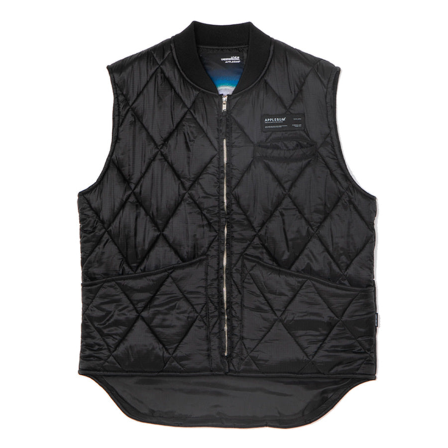 APPLEBUM QUILTING VEST キルティング ベスト ブラック 正面 平置き 2620609