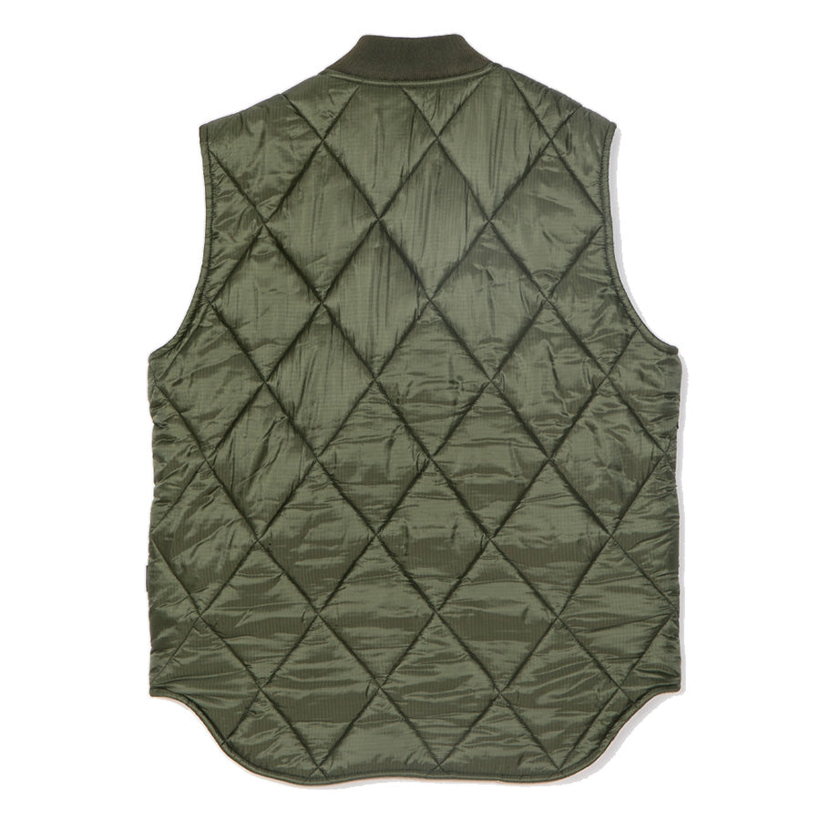 APPLEBUM QUILTING VEST キルティング ベスト オリーブ 背面 平置き 2620609