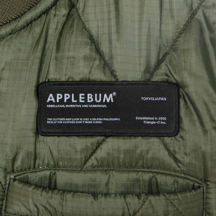 APPLEBUM QUILTING VEST キルティング ベスト オリーブ 左胸ワッペン詳細 2620609