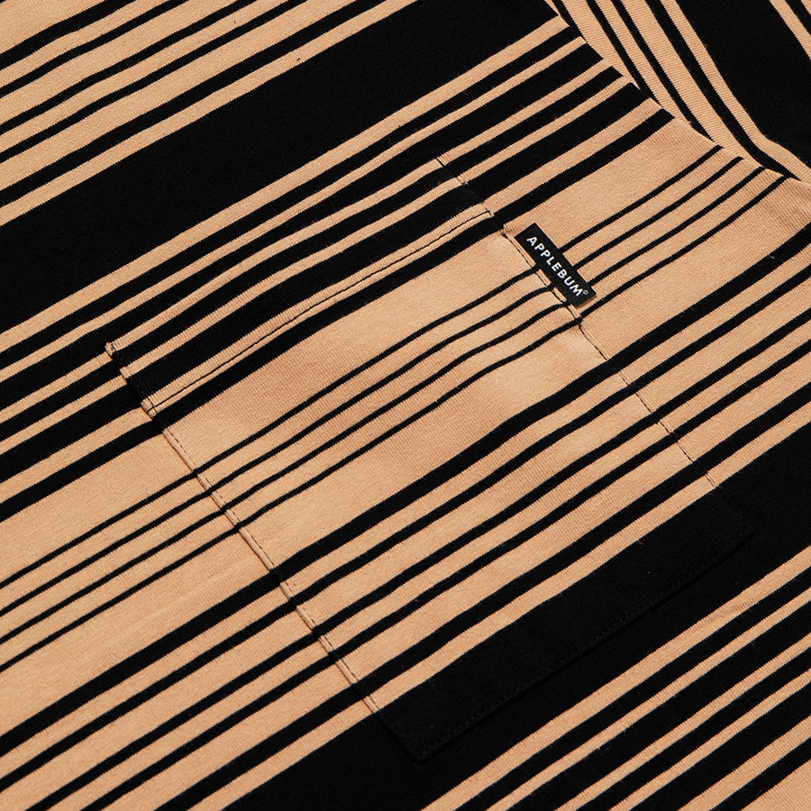APPLEBUM ポケット ディテール ボーダーTシャツ ベージュ