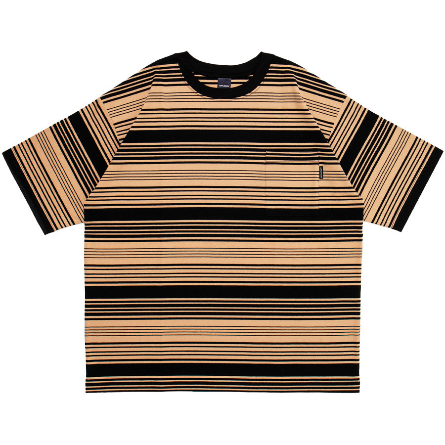 APPLEBUM Rhythm Border Pocket T-shirt ベージュ 正面