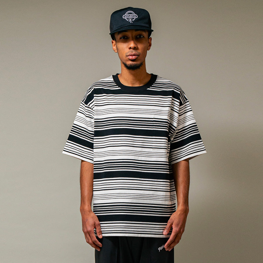 APPLEBUM ボーダーポケットTシャツ ホワイト 着用イメージ