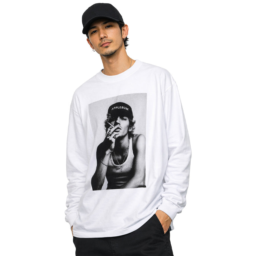 APPLEBUM Rude Boy L/S T-shirt 12oz ホワイト メンズ 着用