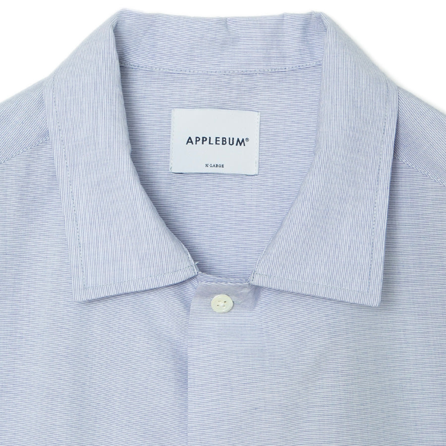 APPLEBUM Smooth Typewriter S/S Shirt ブルー 襟元アップ