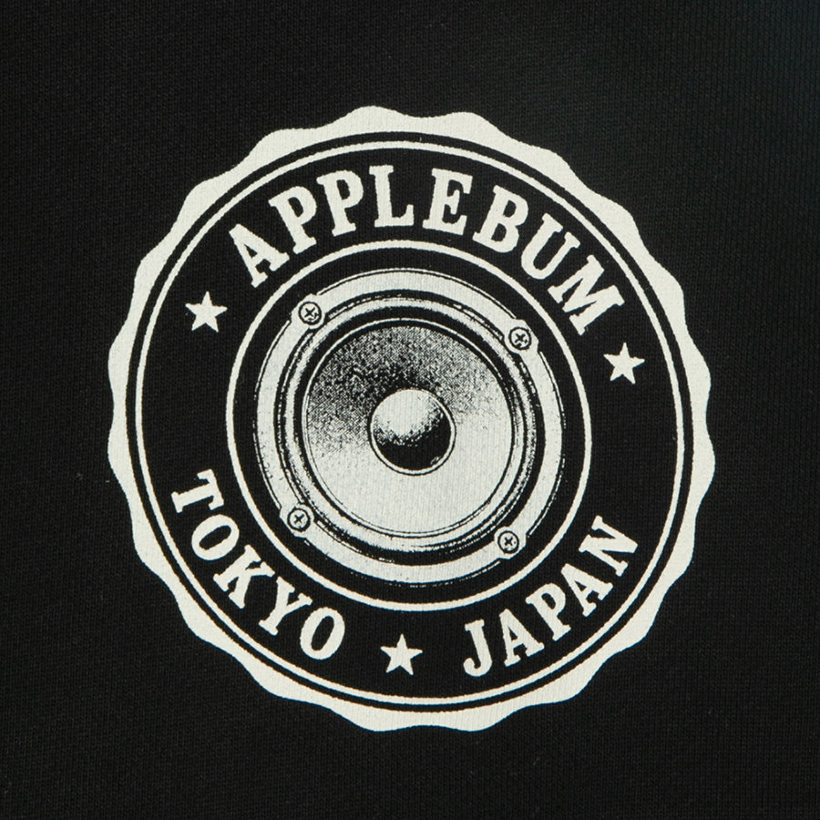 APPLEBUM SPEAKER EMBLEM ZIP HOODIE ジップパーカー ブラック 左胸 エンブレムロゴプリント 2620416