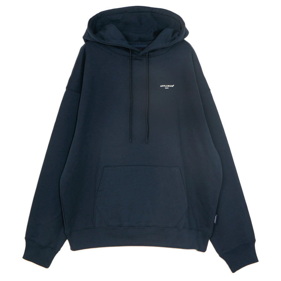 APPLEBUM TOKYO HOODIE プルオーバーパーカー ネイビー 正面 平置き 2620408