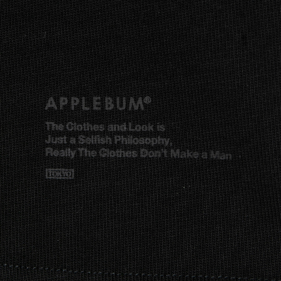 APPLEBUM ブラック 同色ロゴ プリント ディテール