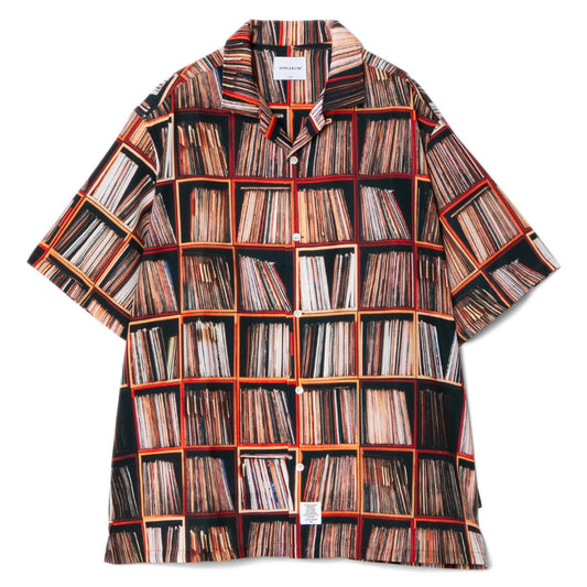 APPLEBUM Vinyl Shelf Aloha Shirt レコード棚総柄 アロハシャツ 正面