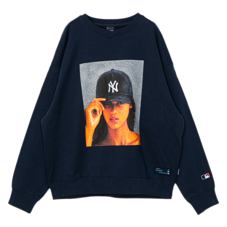 APPLEBUM YANKEES GIRL CREW SWEAT クルースウェット ネイビー 平置き正面 ML2620405Y