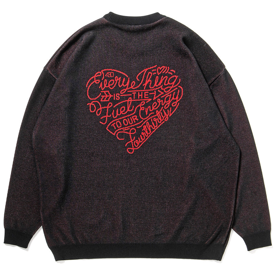 430 FOURTHIRTY HEARTS SWEATER セーター ブラック 背面 平置き FTY-26-150