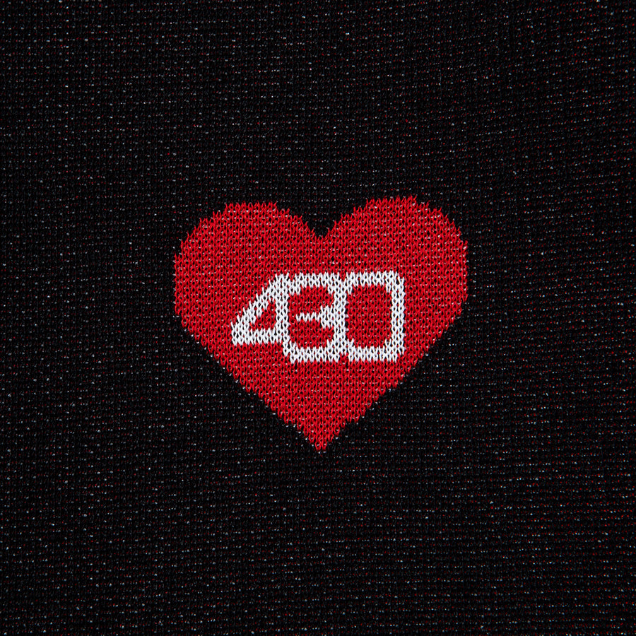 430 FOURTHIRTY HEARTS SWEATER セーター ブラック 左胸 ハートロゴ詳細 FTY-26-150