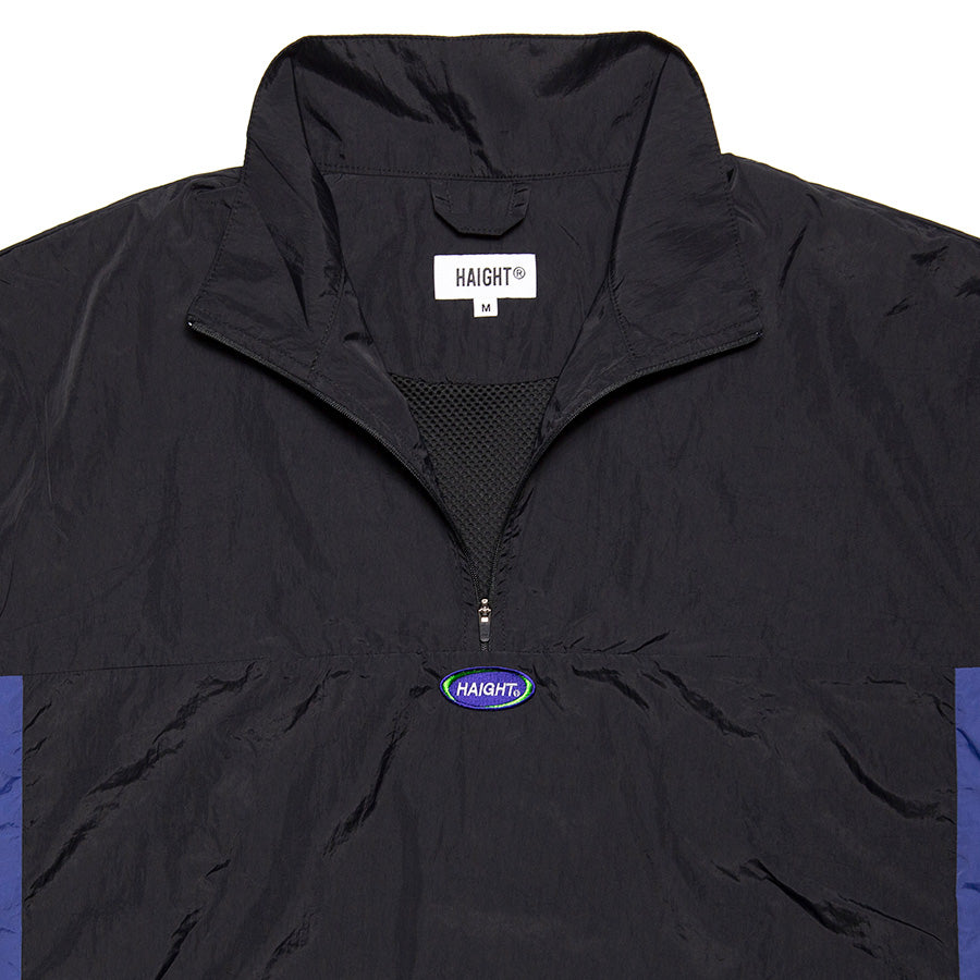 HAIGHT ATHLETIC PULLOVER JACKET トラックジャケット ブラック フロントジップ ロゴワッペン HTAW-262003