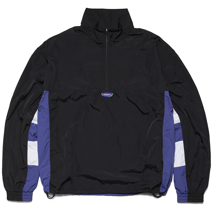 HAIGHT ATHLETIC PULLOVER JACKET トラックジャケット ブラック 正面 平置き HTAW-262003