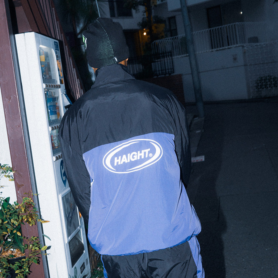 HAIGHT ATHLETIC PULLOVER JACKET トラックジャケット ブラック モデル着用 背面 HTAW-262003