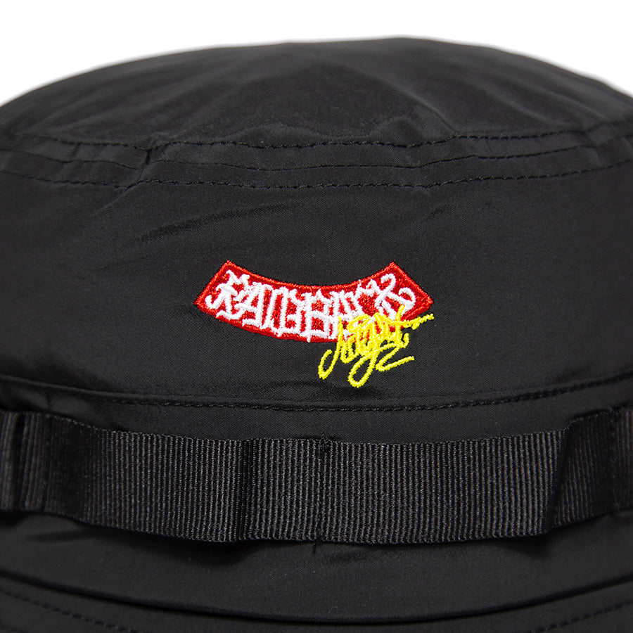 HAIGHT RAIDBACK JUNGLE HAT ft.CASPER ブラック ロゴ刺繍ディテール