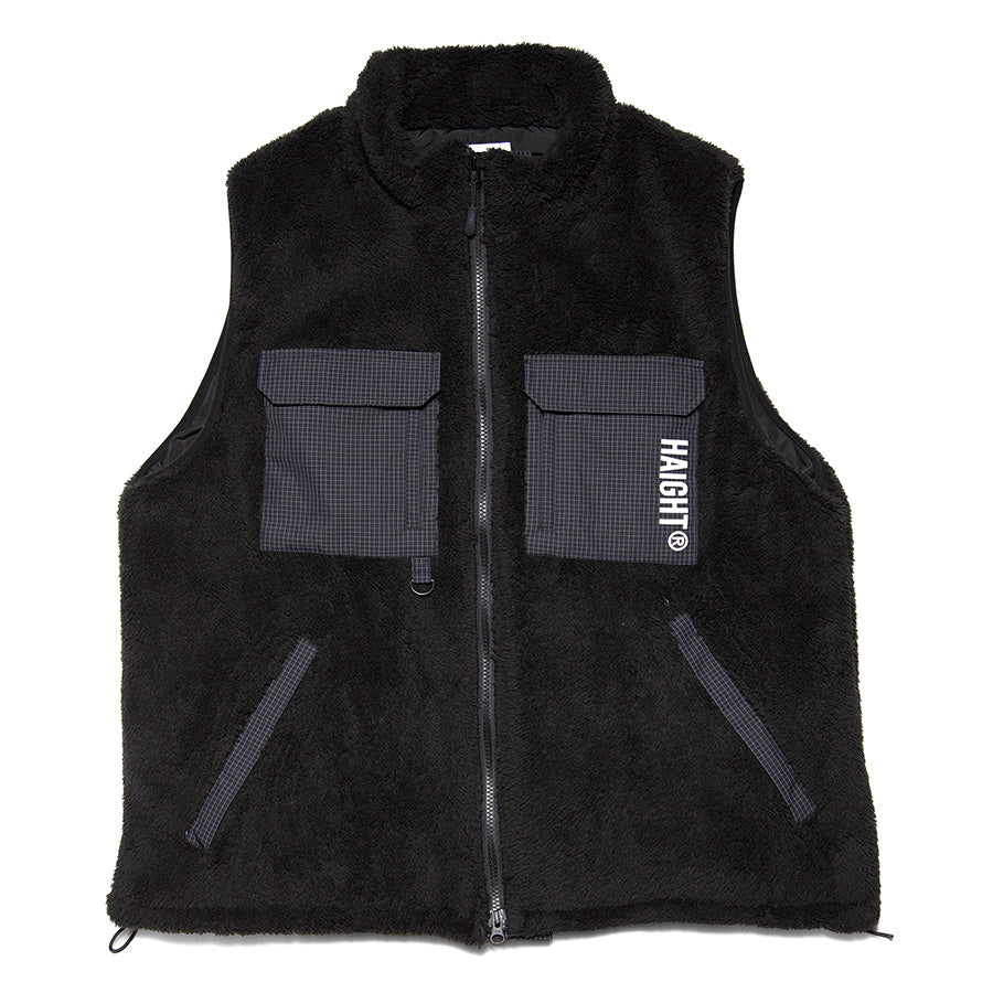 HAIGHT CORAL FLEECE VEST フリースベスト ブラック 正面 平置き HTAW-262007