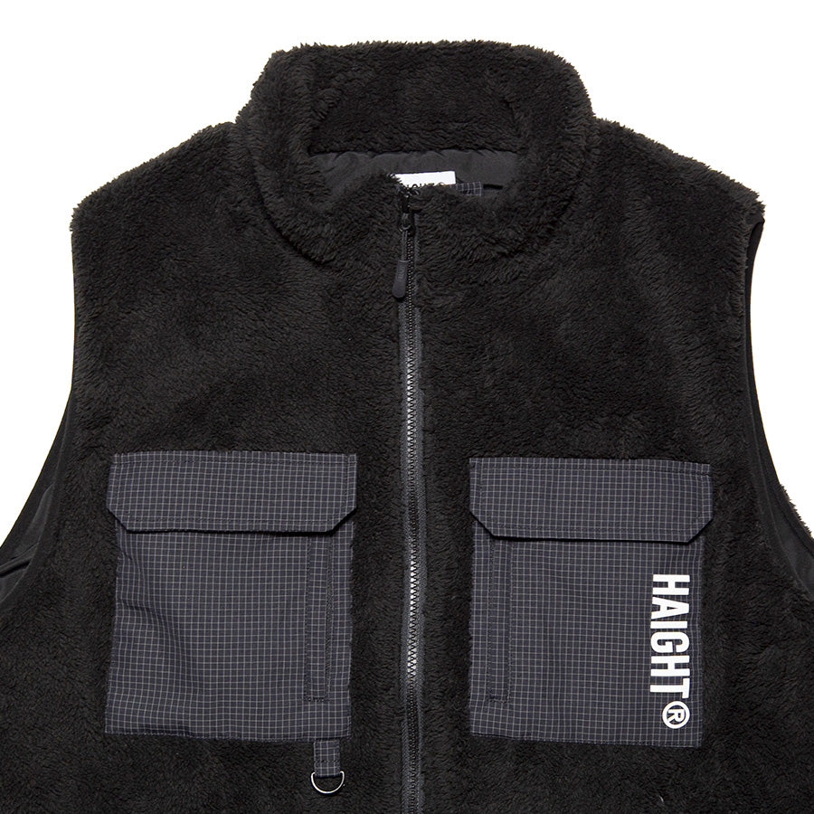 HAIGHT CORAL FLEECE VEST フリースベスト ブラック フロント上部 HTAW-262007