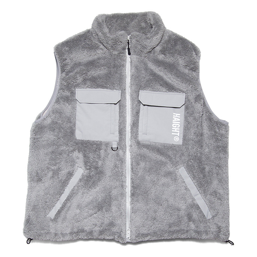 HAIGHT CORAL FLEECE VEST フリースベスト グレー 正面 平置き HTAW-262007