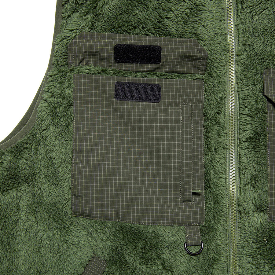 HAIGHT CORAL FLEECE VEST フリースベスト オリーブ フラップ付き胸ポケット Dカン HTAW-262007