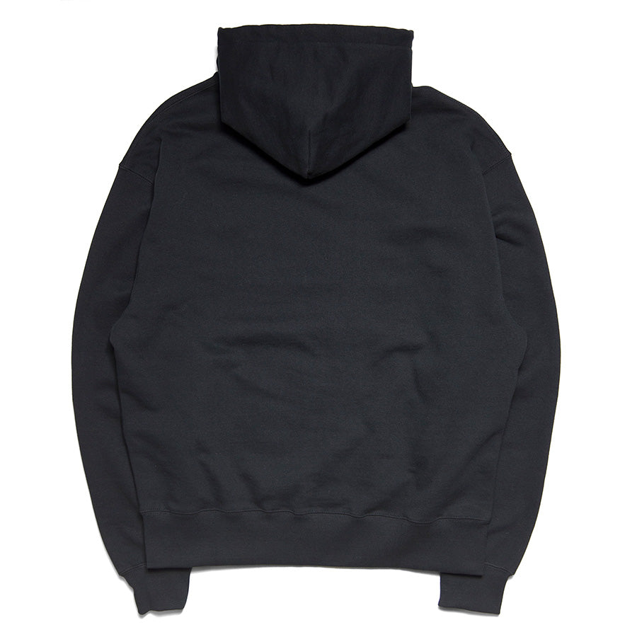 HAIGHT CORE LOGO SWEAT HOODIE スウェットパーカー ブラック 背面 平置き HTAW-263004