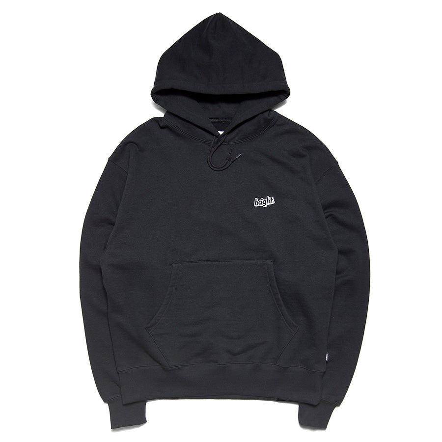 HAIGHT CORE LOGO SWEAT HOODIE スウェットパーカー ブラック 正面 平置き HTAW-263004