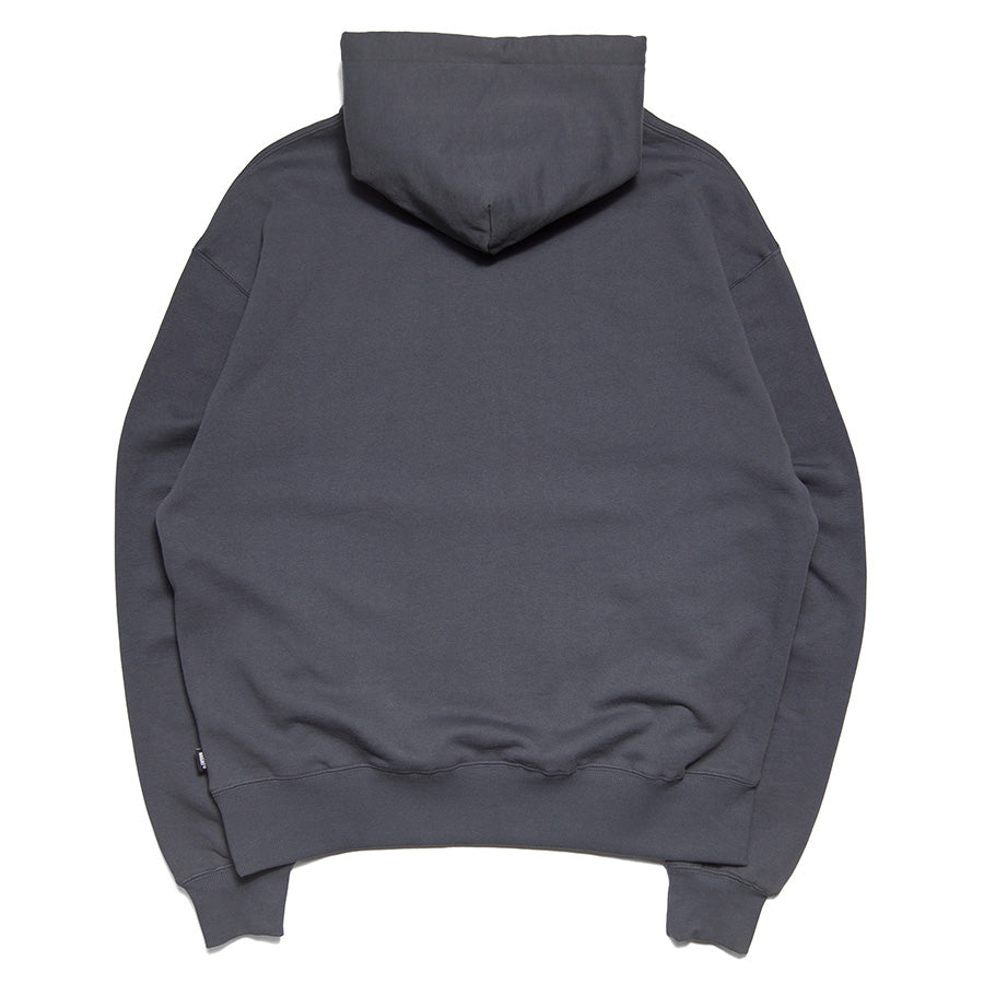 HAIGHT CORE LOGO SWEAT HOODIE スウェットパーカー チャコール 背面 平置き HTAW-263004