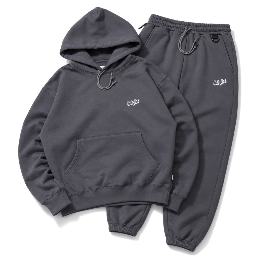 HAIGHT CORE LOGO SWEAT HOODIE スウェットパーカー チャコール セットアップ 平置き HTAW-263004