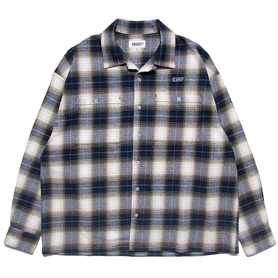 HAIGHT ( ヘイト ) OMBRE CHECK OPEN COLLAR SHIRT オンブレチェック