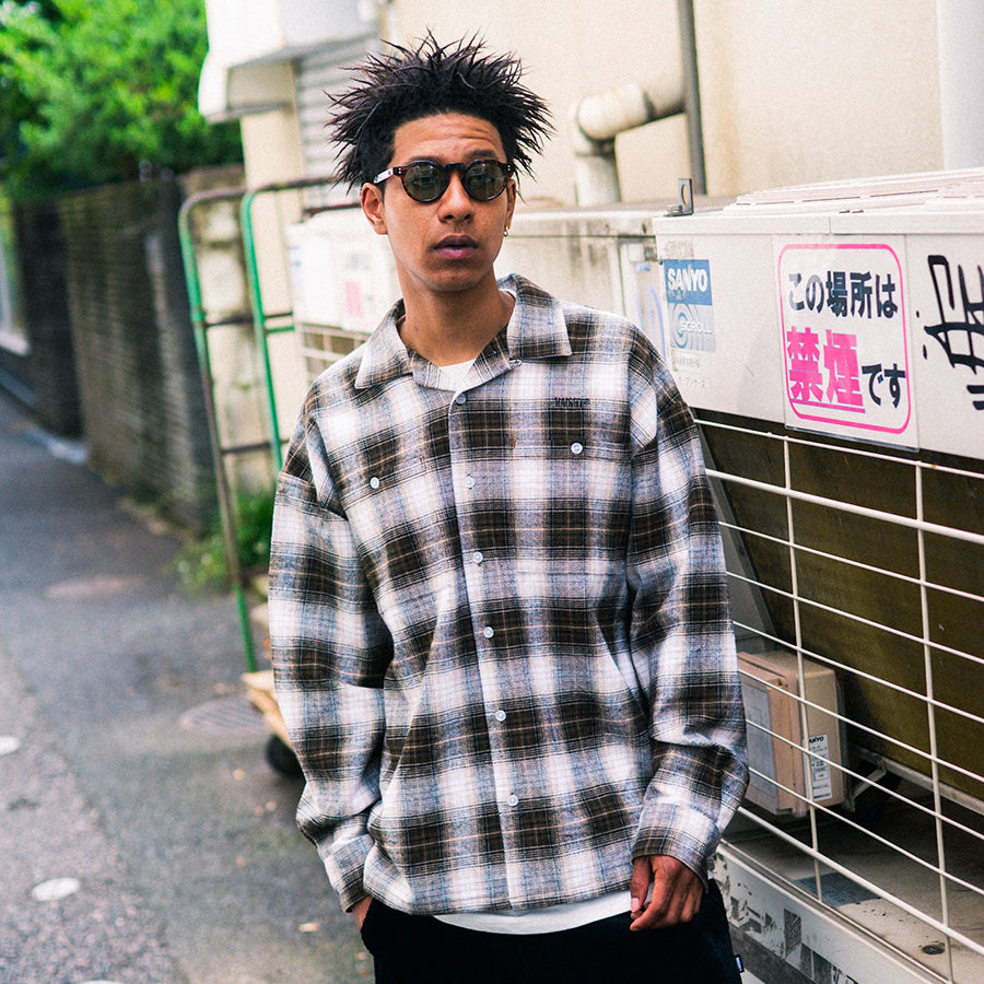 HAIGHT ( ヘイト ) OMBRE CHECK OPEN COLLAR SHIRT オンブレチェック