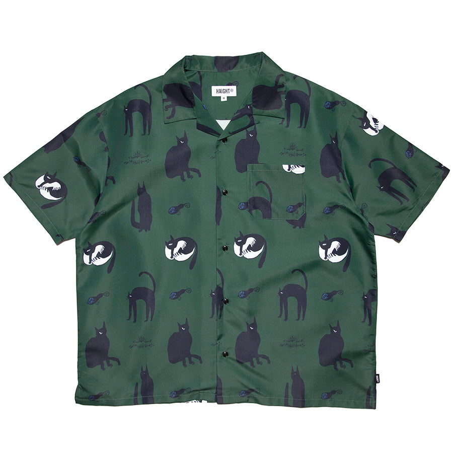 GLOBE チャイナヘイツ クルーザー HAIGHT ( ヘイト ) KB CATS OPEN COLLAR SHIRT シャツ KILLER