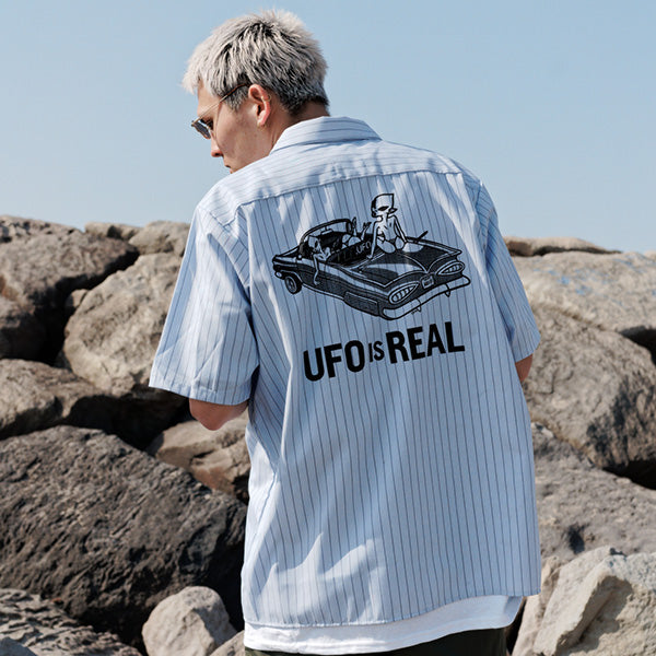 HAIGHT ヘイト UFO Is Real Stripe Work Shirt ワークシャツ