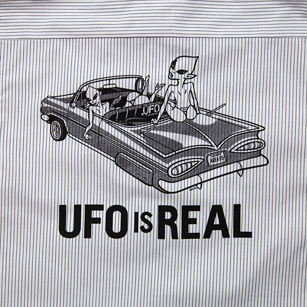 UFO Is Real Stripe Work Shirt