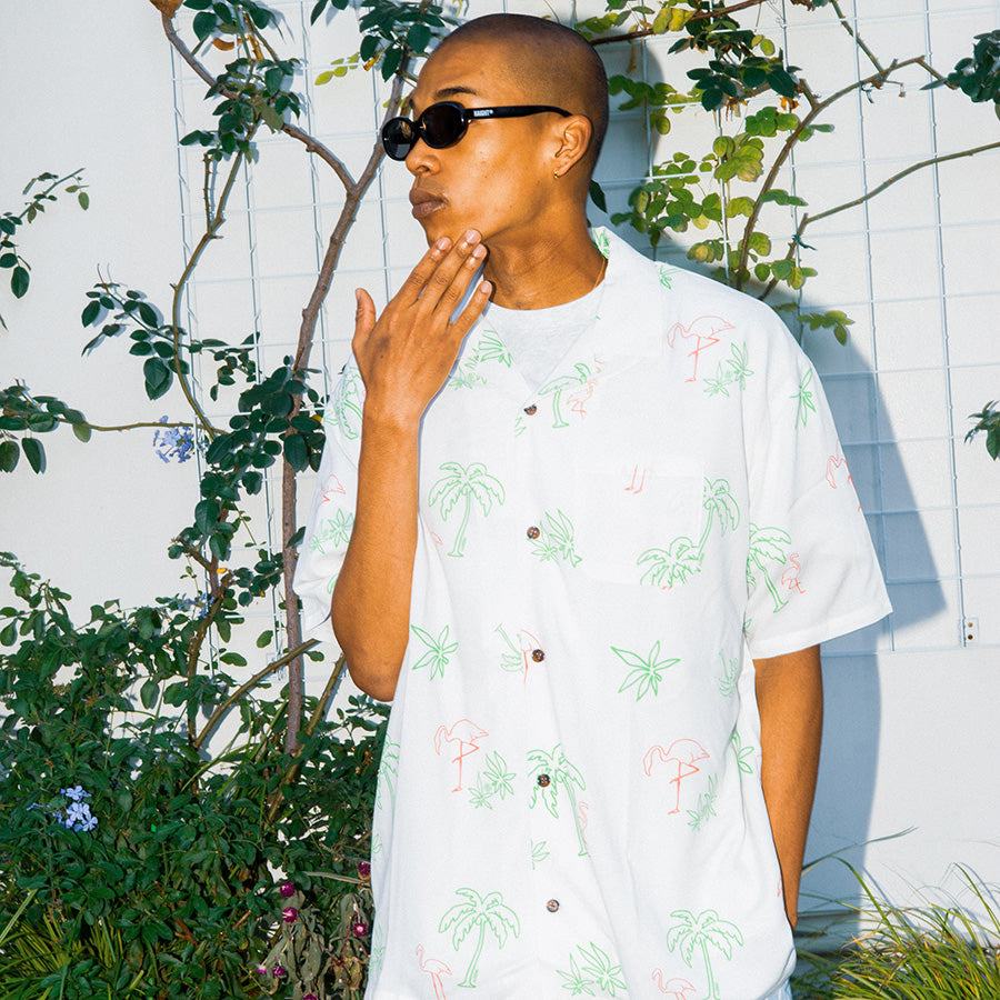 HAIGHT LVC NEON LIGHT RAYON SHIRT ホワイト モデル着用