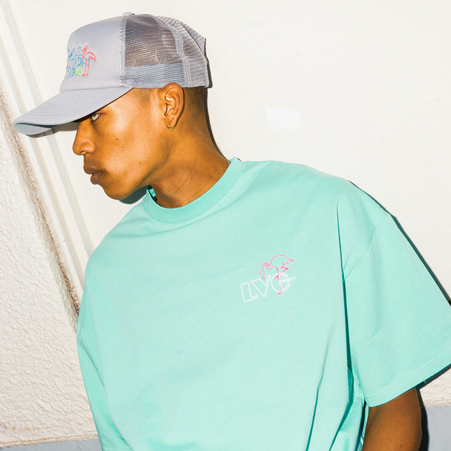 HAIGHT LVC NEON LIGHT Tee ミント モデル着用 正面アップ