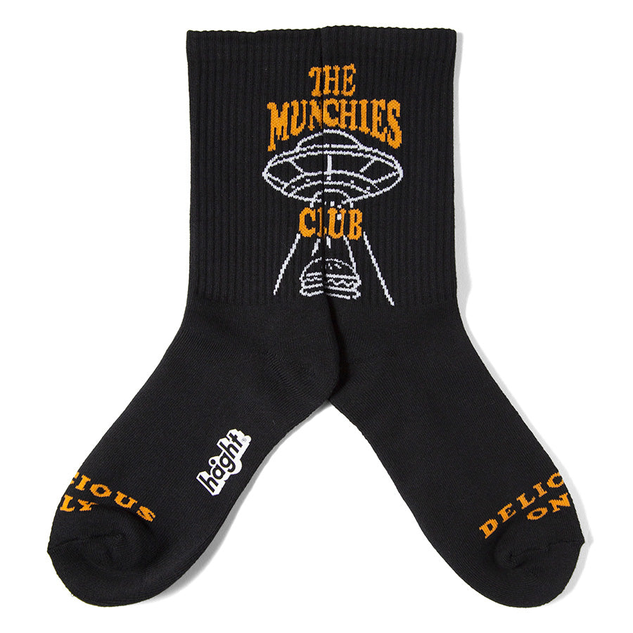 HAIGHT M.C BURGER SOCKS ソックス ブラック グラフィック ロゴ全体 HTAW-267005