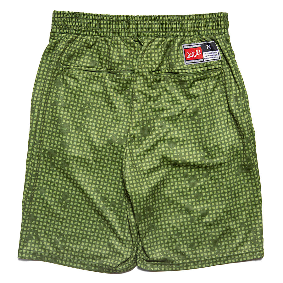 HAIGHT（ヘイト）NIGHT CAMO MESH SHORTS オリーブ 背面 HTSS-265003