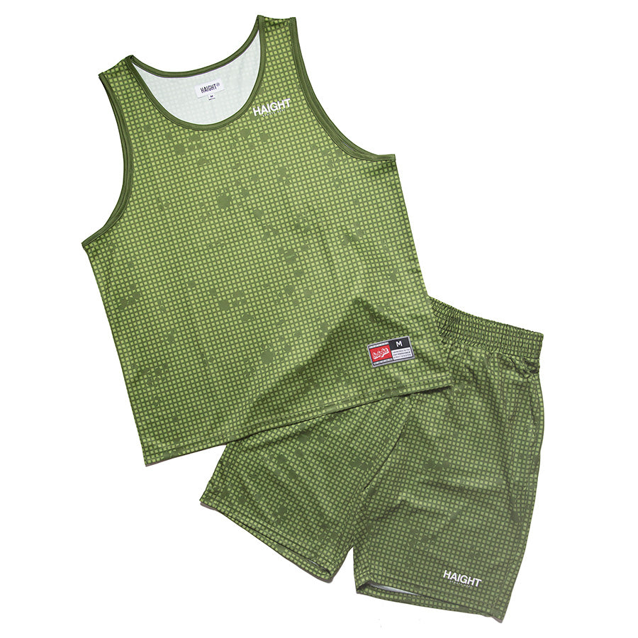 HAIGHT（ヘイト）NIGHT CAMO MESH SHORTS オリーブ セットアップ着用参考 HTSS-265003