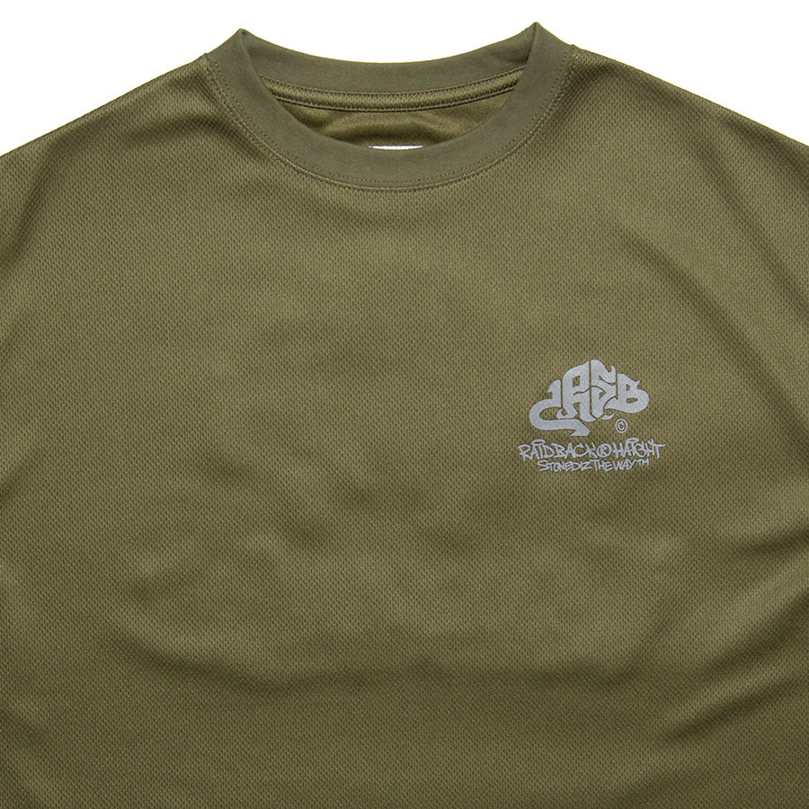 HAIGHT RAIDBACK CRSB DRY Tee オリーブ 上部ディテール