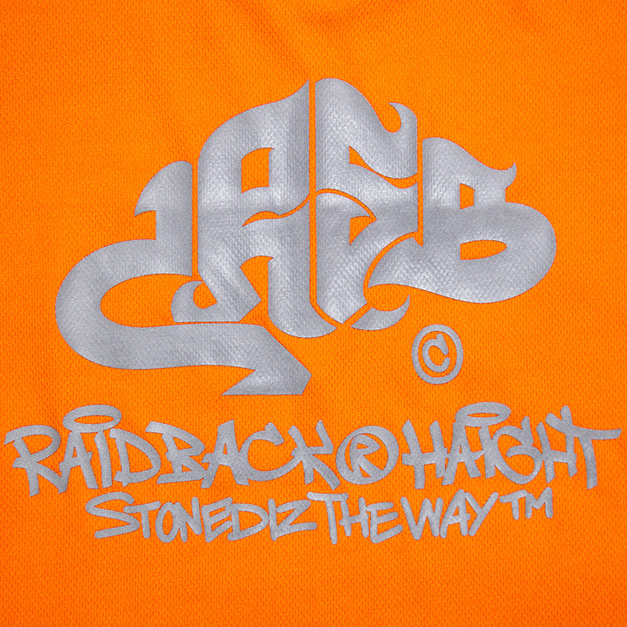 HAIGHT RAIDBACK CRSB DRY Tee オレンジ バックプリントディテール