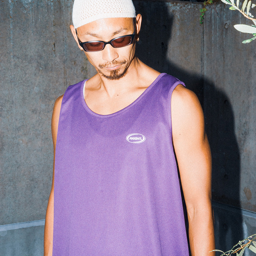 HAIGHT（ヘイト）OVAL LOGO DRY TANK パープル モデル着用 オーバルロゴ詳細 HTSS-269003