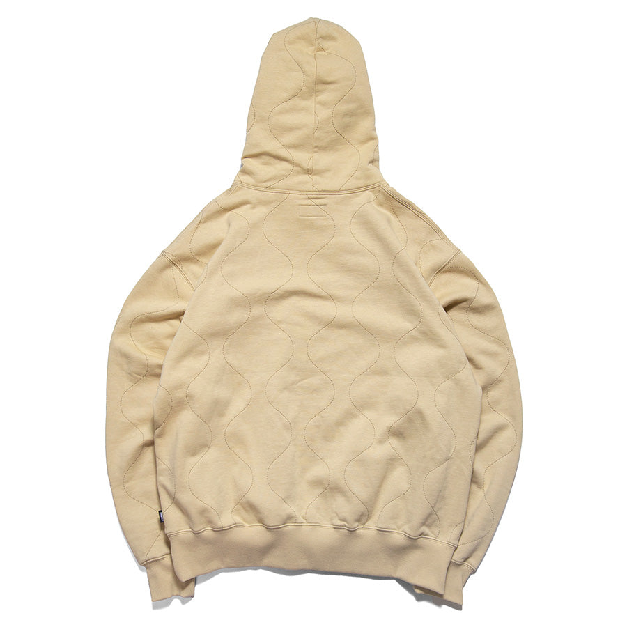 HAIGHT QUILTING HOODIE スウェット パーカー ベージュ 背面 平置き HTAW-263001