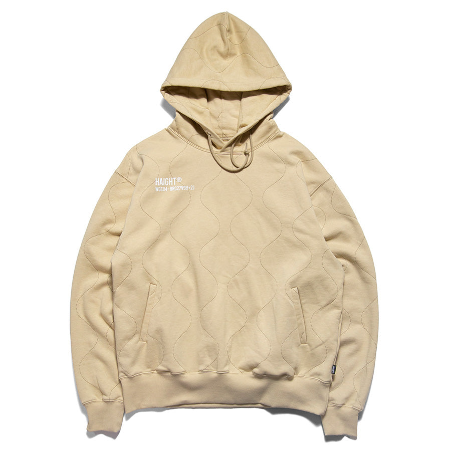 HAIGHT QUILTING HOODIE スウェット パーカー ベージュ 正面 平置き HTAW-263001
